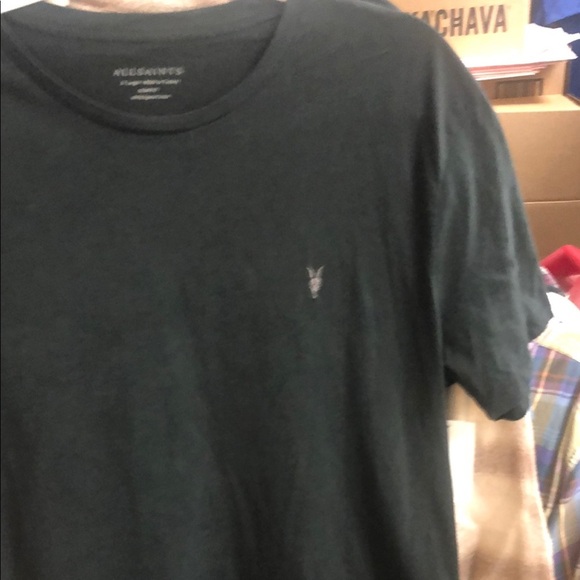 All Saints Black Short Sleeve Tee Classic Cotton Crew - Picture 5 of 9